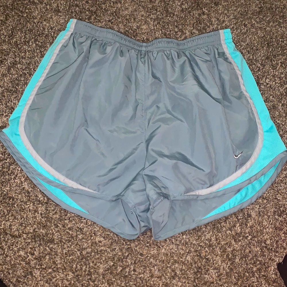 gray and teal nike shorts